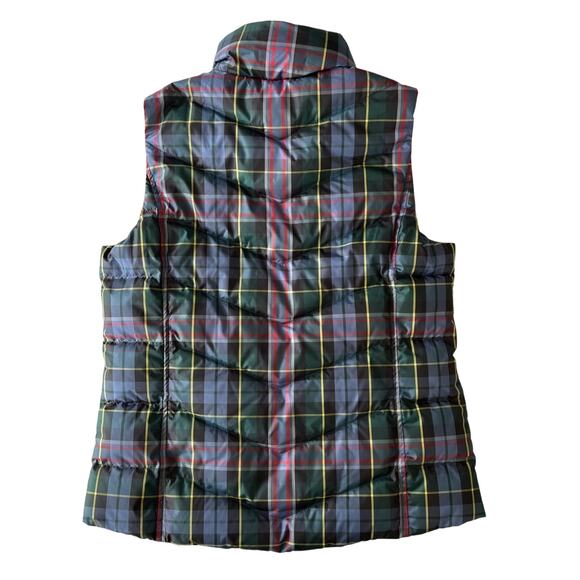 Lands End Tartan Plaid Quilted Down Zippered Higher Neck Puffer Vest Pockets XS - Picture 3 of 11